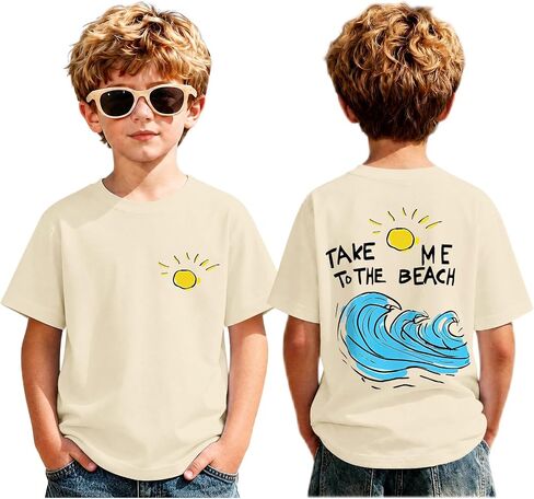 BeWithYou Boys Beach Shirt Take Me to The Beach Graphic Tees Hawaiian T Shirts for Kids Casual Summer Vacation Sunshine Tops in Kuwait