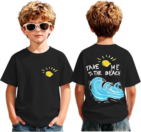 BeWithYou Boys Beach Shirt Take Me to The Beach Graphic Tees Hawaiian T Shirts for Kids Casual Summer Vacation Sunshine Tops in Kuwait