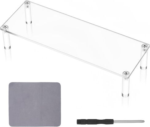 Acrylic Riser, Display Stand Clear Shelf 12 x3.15x2 inches Small Display Shelf 1 Tier Rectangular Organizer for Cosmetic Products Tabletop Use and More in Kuwait