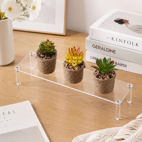 Acrylic Riser, Display Stand Clear Shelf 12 x3.15x2 inches Small Display Shelf 1 Tier Rectangular Organizer for Cosmetic Products Tabletop Use and More in Kuwait
