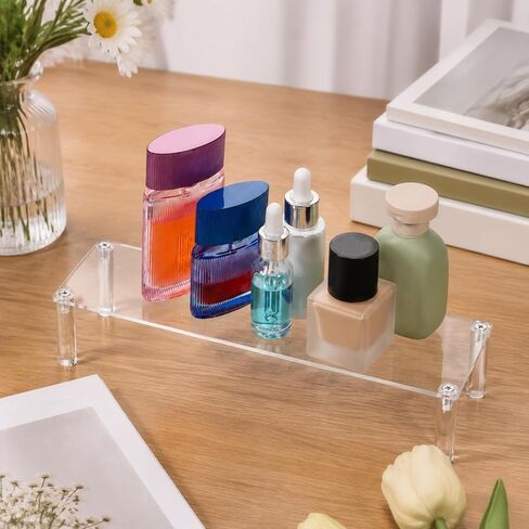 Acrylic Riser, Display Stand Clear Shelf 12 x3.15x2 inches Small Display Shelf 1 Tier Rectangular Organizer for Cosmetic Products Tabletop Use and More in Kuwait