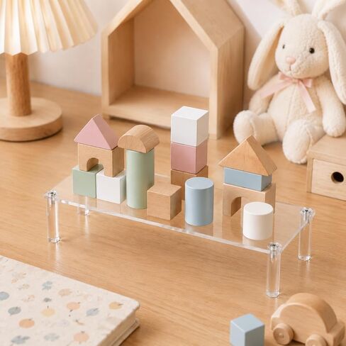 Acrylic Riser, Display Stand Clear Shelf 12 x3.15x2 inches Small Display Shelf 1 Tier Rectangular Organizer for Cosmetic Products Tabletop Use and More in Kuwait