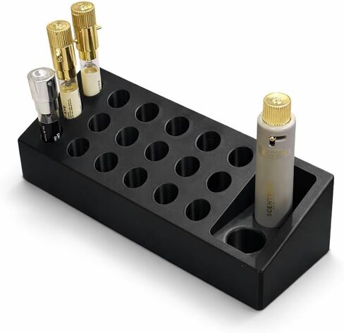 Scentbird Holder Organizer for Perfume Samples, Compatible with New & Old Scentbird and Luxsb Vials, 20 Slot Cologne Sample Storage Tray with Atomizer Holder, Fragrance Display Stand (Black) in Saudi Arabia