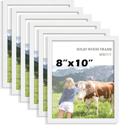 8x10 Picture Frame Set of 6, 100% Solid Wood Photo Frames with HD Shatter-Resistant Plexiglass, Wall Hanging & Tabletop Display, Natural in Saudi Arabia