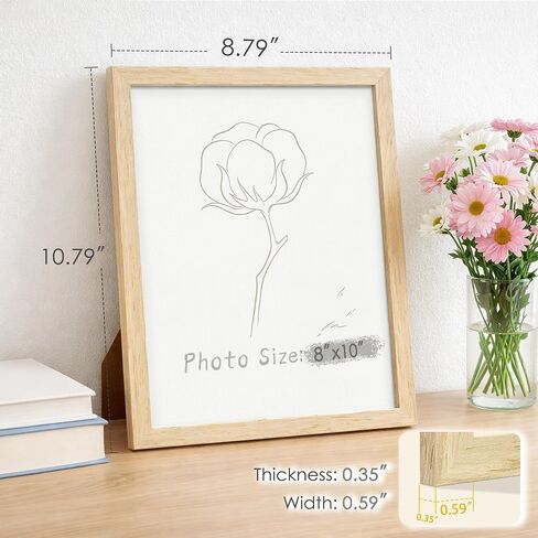 مجموعة إطارات صور مقاس 8 × 10 مكونة من 6 إطارات صور من الخشب الصلب بنسبة 100% مع زجاج شبكي عالي الدقة مقاوم للكسر، وتعليق على الحائط وعرض على سطح الطاولة، طبيعي in Kuwait