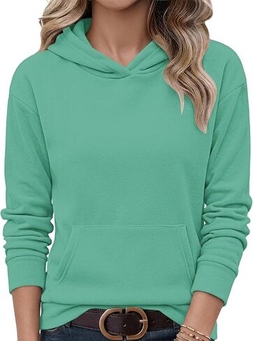AUSELILY Women's Sweatshirts Hoodies Tops Casual Long Sleeve Fleece Pullover With Kangaroo Pocket 2026 New in Kuwait