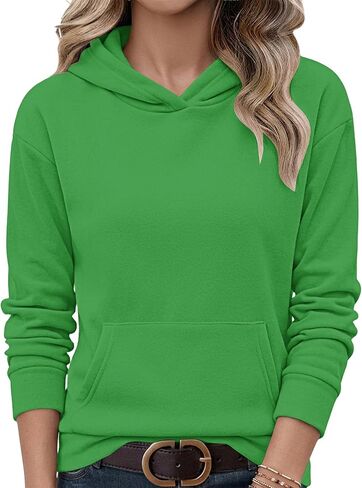 AUSELILY Women's Sweatshirts Hoodies Tops Casual Long Sleeve Fleece Pullover With Kangaroo Pocket 2026 New in Kuwait