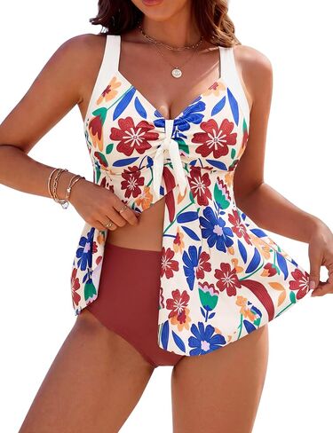BMJL Womens Two Piece Tankini Swimsuit Flowy Split Front Hem Bathing Suit Tummy Control Modest Swim Suit 2026 in Kuwait