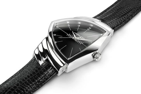 Hamilton Ventura Swiss Quartz Men's Watch, 32mm x 50mm Stainless Steel Case, Swiss Made, Black Dial Analog Wrist Watch for Men, 50m Waterproof, Mineral Crystal in Kuwait