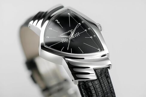 Hamilton Ventura Swiss Quartz Men's Watch, 32mm x 50mm Stainless Steel Case, Swiss Made, Black Dial Analog Wrist Watch for Men, 50m Waterproof, Mineral Crystal in Kuwait