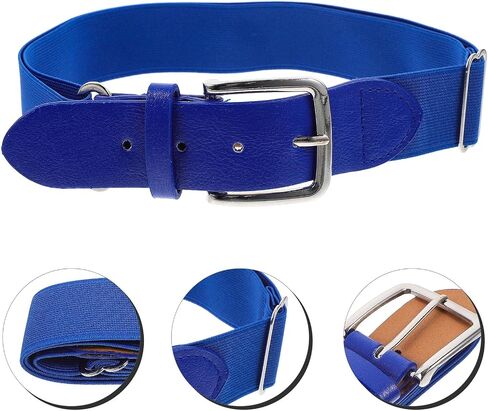 Elastic Baseball Softball Belt for Men and Women, Adjustable Stretch Faux Leather Waistband, Sports Outdoor Softballs Pants Belt in Bright Blue in Kuwait
