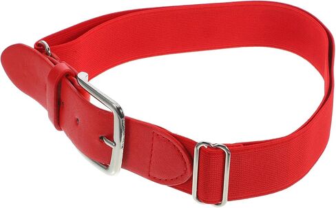 DOITOOL Men’s Baseball Belt Elastic Adjustable Softball Belt Red Faux Leather Sports for Adults and Students Outdoor Team Sports in Kuwait
