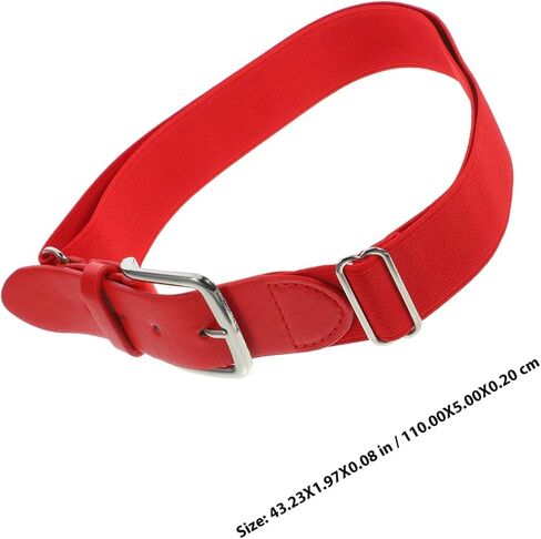 DOITOOL Men’s Baseball Belt Elastic Adjustable Softball Belt Red Faux Leather Sports for Adults and Students Outdoor Team Sports in Kuwait