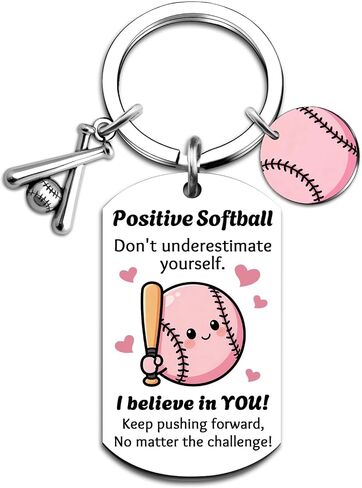 Softball Gifts For Girls Positive Soft Ball Keychain Softball Stuff Bag Charm for Teen Girls Players in Kuwait