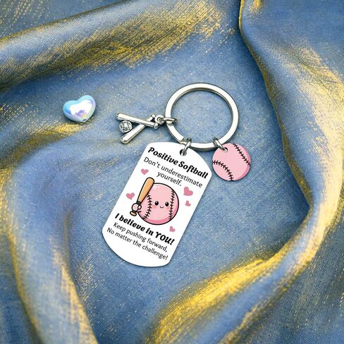 Softball Gifts For Girls Positive Soft Ball Keychain Softball Stuff Bag Charm for Teen Girls Players in Kuwait