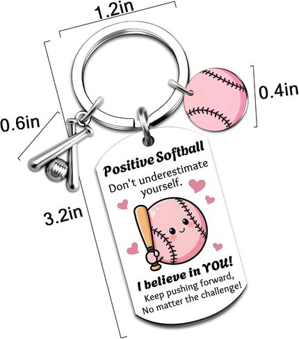 Softball Gifts For Girls Positive Soft Ball Keychain Softball Stuff Bag Charm for Teen Girls Players in Kuwait