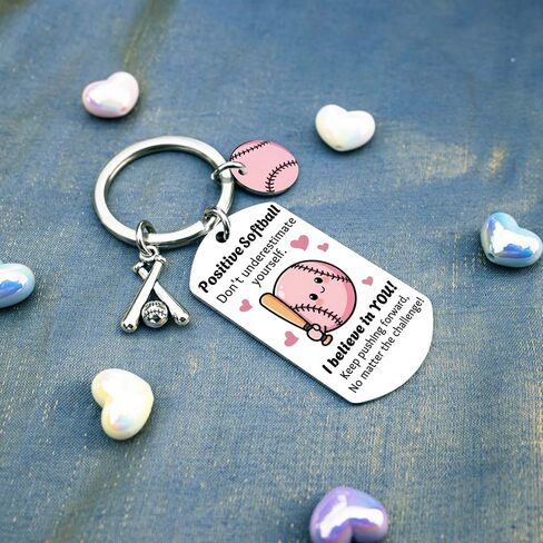 Softball Gifts For Girls Positive Soft Ball Keychain Softball Stuff Bag Charm for Teen Girls Players in Kuwait