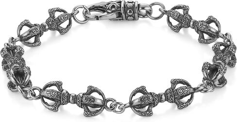 HZMAN Stainless Steel Exorcism Link Chain Bracelet - Gothic Amulet Cuff Bangle, 0.41in Wide & 8.66in Long in Kuwait