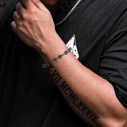 HZMAN Stainless Steel Exorcism Link Chain Bracelet - Gothic Amulet Cuff Bangle, 0.41in Wide & 8.66in Long in Kuwait