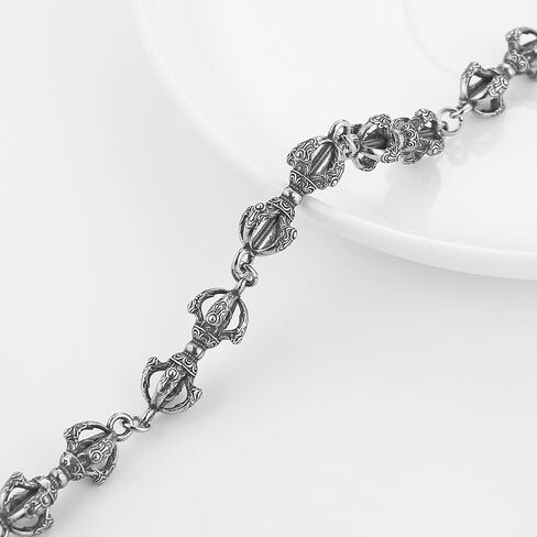 HZMAN Stainless Steel Exorcism Link Chain Bracelet - Gothic Amulet Cuff Bangle, 0.41in Wide & 8.66in Long in Kuwait