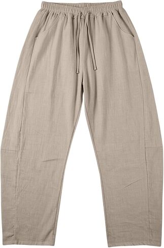 Womens Boho Pants Wide Leg Drawstring Palazzo Pant Summer Casual Lightweight Breathable Baggy Trousers with Pockets in Kuwait