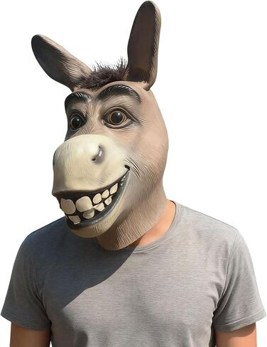 Donkey Mask, Funny Latex Movie Character Animal Head Masks for Cosplay Costume Party Props - Large Size in Kuwait