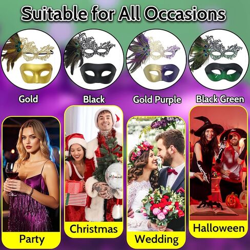 Lace Masquerade Masks Set for Couple, Mysterious Funny Lace Eye Mask Venetian Carnival Mask for Party Props in Saudi Arabia