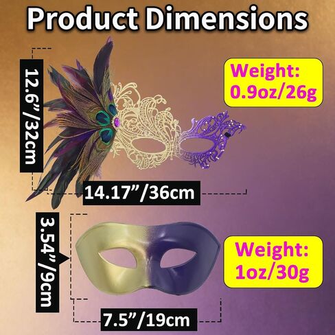 Lace Masquerade Masks Set for Couple, Mysterious Funny Lace Eye Mask Venetian Carnival Mask for Party Props in Saudi Arabia
