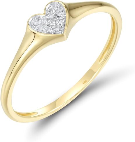 Santuzza 10K Solid Gold Genuine Diamond Simple Geometric Dainty Ring for Women in Kuwait
