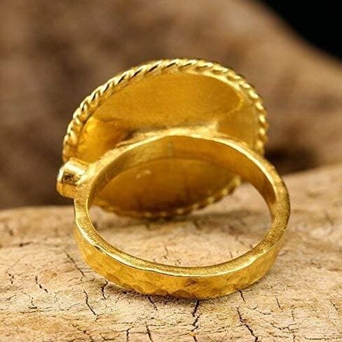 Caprixus Signet Ring 925 خاتم فضة استرليني خاتم عملة عثمانية 24K الذهب فيرميل مصمم خواتم مصنوعة يدويًا للنساء خاتم زركونيا مكعب بدرجتين مطروق خاتم الخنصر مجوهرات تركية راقية in Kuwait