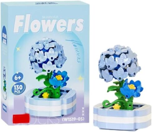 1 Piece Hydrangea Hand-Assembled Figurine with Display Base, Mini Flower Desk Decor, Hydrangea Theme Collectible Statue for Home Office Shel in Kuwait