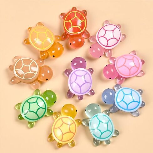 25-Pack Glow in The Dark Sea Turtle Figurines - Luminous Resin Mini Decor for DIY Crafts & Home Display in Kuwait