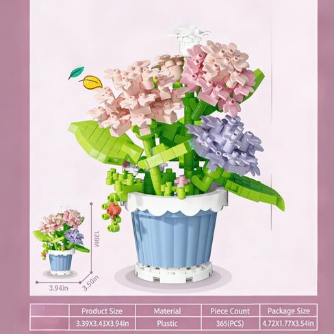 1 Piece Carnation Potted Hand-Assembled Figurine, Mini Flower Pot Desk Decor, Botanical Theme Collectible Statue for Home Office Shelf in Kuwait