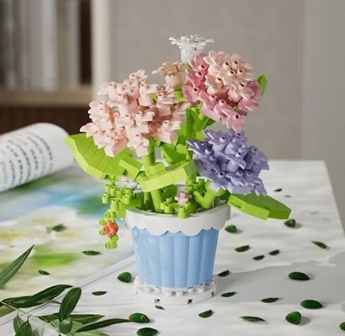 1 Piece Carnation Potted Hand-Assembled Figurine, Mini Flower Pot Desk Decor, Botanical Theme Collectible Statue for Home Office Shelf in Kuwait
