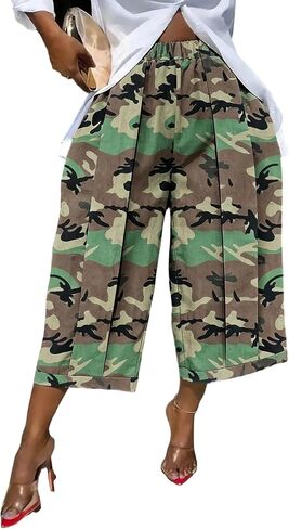 DINGANG Women's Wide Leg Capri Pants High Waisted Pleated Cropped Trousers Ankle Casual Palazzo Pant with Pockets in Saudi Arabia