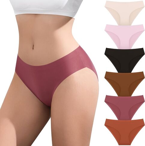 Seamless Underwear for Women No Show Underwear Low Waisted Panty Ice Silk Soft Breathable Bikini Panties in Saudi Arabia