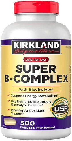 Kirkland Signature Super B-Complex with Electrolytes, 500 Tablets (2 Pack) in Saudi Arabia