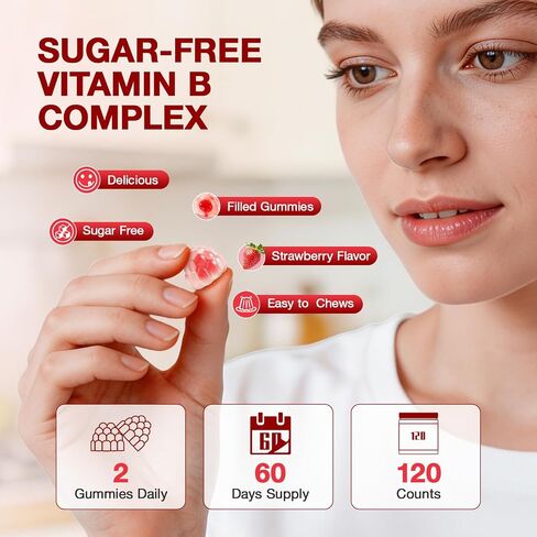 14-IN-1 Methylated Vitamin B Complex Gummies for Women & Men, 120ct, All B Vitamins - Omega-3, Magnesium, Vitamin C, Methyl B12 2000 mcg, PABA, Supports Brain Health, Energy, Immune, Sugar Free, Vegan in Saudi Arabia