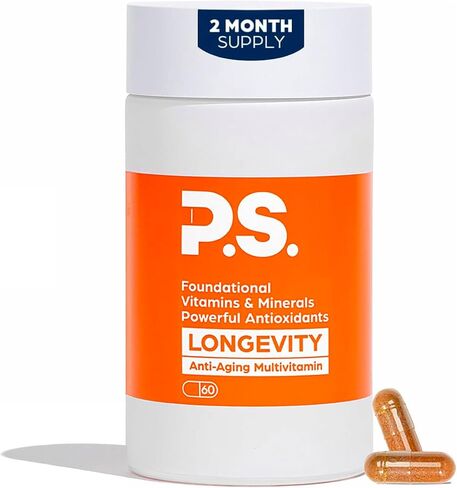 PS Longevity Supplements - Methylated Multivitamin for Men and Women with B Vitamins, Nicotinamide Riboside, CoQ10, Resveratrol, ALA - Antioxidant Defense for Modern Life (2 Month Supply) in Saudi Arabia