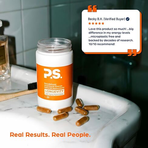 PS Longevity Supplements - Methylated Multivitamin for Men and Women with B Vitamins, Nicotinamide Riboside, CoQ10, Resveratrol, ALA - Antioxidant Defense for Modern Life (2 Month Supply) in Saudi Arabia
