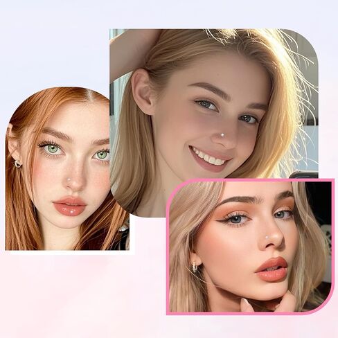 60Pcs Nose Rings Studs, Straight Stainless Steel Nose Studs for Women Men, Sparkly CZ Small Nose Rings Piercing Body Jewelry, 1.5mm Rhinestone and Ideal Gift in Kuwait