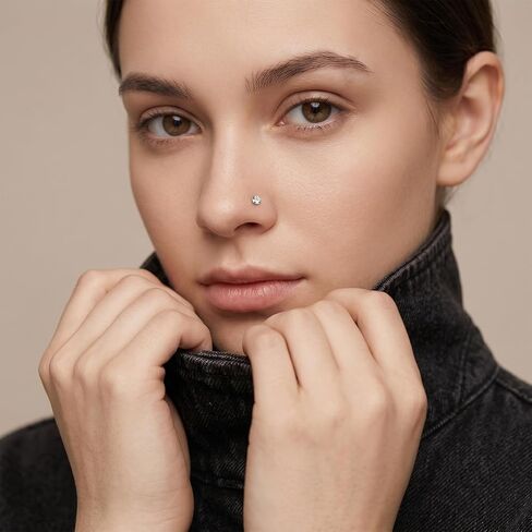 60Pcs Nose Rings Studs, Straight Stainless Steel Nose Studs for Women Men, Sparkly CZ Small Nose Rings Piercing Body Jewelry, 1.5mm Rhinestone and Ideal Gift in Kuwait