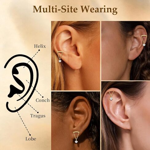 Limerencia 18G أقراط داخلية مسطحة من التيتانيوم للنساء، قطعة واحدة من مجوهرات ثقب اللولب المتدلية على شكل سلسلة، لا تسبب الحساسية 6 مم 8 مم ترصيع أقراط الغضروف لفص محارة الزنمة in Kuwait