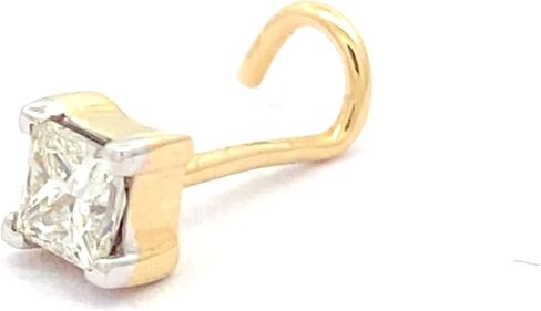 Demira Natural 3.0MM (0.17ct) Diamond Princess Cut 14K Yellow Gold Nose Ring Wire Style - Lip Labret Monroe Stud, 16 Gauge in Saudi Arabia