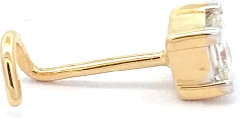 Demira Natural 3.0MM (0.17ct) Diamond Princess Cut 14K Yellow Gold Nose Ring Wire Style - Lip Labret Monroe Stud, 16 Gauge in Saudi Arabia