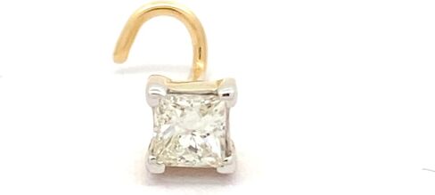 Demira Natural 3.0MM (0.17ct) Diamond Princess Cut 14K Yellow Gold Nose Ring Wire Style - Lip Labret Monroe Stud, 16 Gauge in Saudi Arabia