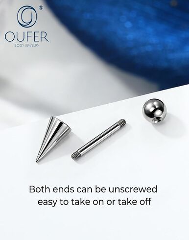 OUFER Titanium Vertical Helix Piercing Jewelry-16G 8MM Hidden Helix Jewelry, 2PCS Spike Vertical Labret Stud, Cartilage Rook Conch Earrings For Women Men in Kuwait