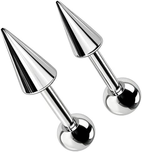 OUFER Titanium Vertical Helix Piercing Jewelry-16G 8MM Hidden Helix Jewelry, 2PCS Spike Vertical Labret Stud, Cartilage Rook Conch Earrings For Women Men in Kuwait