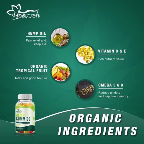 Premium Hemp Gummies High Potency for Pain Sleep Anxiety Relief Edible Gummy Made with Pure Organic Hemp Oil Advanced Extra Strength, with Omega 3 6 9 Vegan Gluten Free (1-Pack) in Saudi Arabia