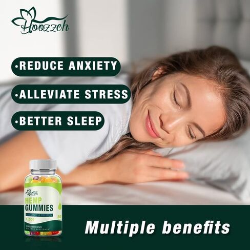 Premium Hemp Gummies High Potency for Pain Sleep Anxiety Relief Edible Gummy Made with Pure Organic Hemp Oil Advanced Extra Strength, with Omega 3 6 9 Vegan Gluten Free (1-Pack) in Saudi Arabia